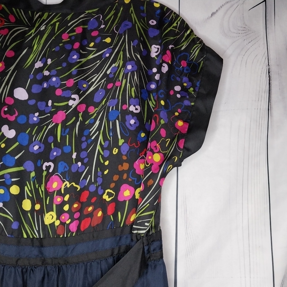 Anthropologie Fei Efflorescent Silk Floral BohoChic Folkloric V-Neck Dress - Picture 10 of 14